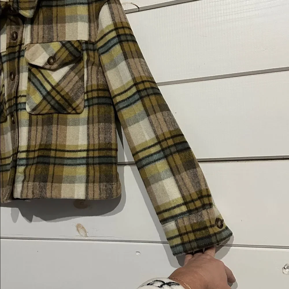 Bagatelle Collection Plaid Crop Jacket Women’s Large Wool Blend Shacket